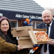 Bellway Wales donated the pizzas to the charity