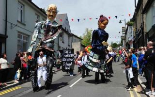 Giant puppets during a previous World Heritage Day parade in Blaenavon