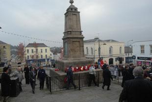 Wreaths are laid at the Cenotaph at Chepstow on Sunday