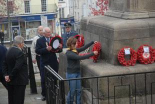 Wreaths are laid at the Cenotaph at Chepstow on Sunday