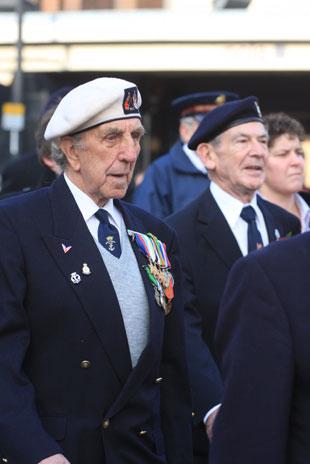 Veterans at the Remembrance service at the Cenotaph Clarence Place, Newport