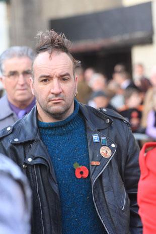 Member of the public at the Remembrance service at the Cenotaph Clarence Place, Newport