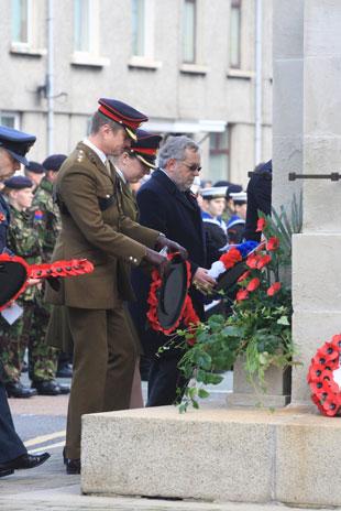 Wreaths are placed at the Cenotaph Clarence Place, Newport