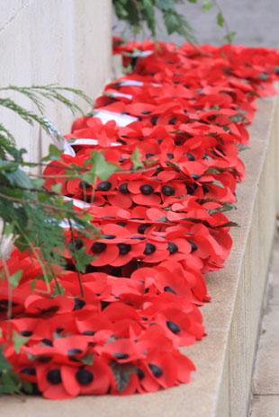 Wreaths left at Remembrance at the Cenotaph Clarence Place, Newport