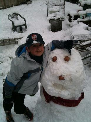 Stuart Waldron from Cwmbran and his big headed snowman.