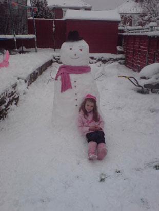 This is Ellie McCarthy's snow man. Craig McCarthy.