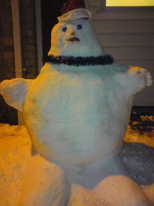 This is a picture of snowman outside my house Bettws, Newport.