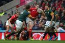 KNOCKOUT BLOW: Wing George North is tackled in Wales’ quarter-final loss to South Africa four years ago