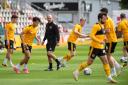 LEADER: Assistant manager Joe Dunne in charge of Newport County's warm-up at Rodney Parade