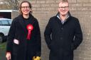 Labour's Monmouth Parliamentary candidate Catherine Fookes with George Rist during his election campaign