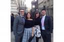 FAMILY AFFAIR: Gareth and Hannah Williams with Laura and Bradley Cummings outside Downing Street.