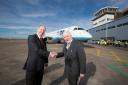 OPTIMISTIC: Saad Hammad, CEO of Flybe, and Lord Rowe-Beddoe, chairman of Cardiff Airport