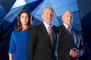 STRICTLY EMBARGOED TO WEDNESDAY OCTOBER 14..Undated BBC Handout Photo from The Apprentice. Pictured: Karren Brady, Lord Sugar, Claude Littner. See PA Feature TV Littner. Picture Credit should read: PA Photo/BBC/Jim Marks. WARNING: This picture must only