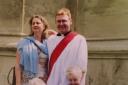 The Reverend Justin Groves,46, with his wife Lucy and children Zoe and Toby on the day of his ordination in 2002