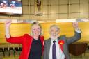 Jessica Morden and Paul Flynn celebrate retaining their Newport East and West seats.