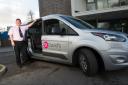 Driver Clive Morgan with his van at St David's Hospice Care  125 appeal.