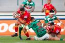 BRIGHT SPARKS: Centre Connor Edwards, pictured scoring, and flanker Taine Basham, on the floor, were superb in Treviso