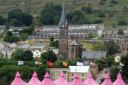 STRIKING: The National Eisteddfod's Pink Pavilion on the works site