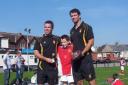 Nathan Receives The Trophy From Sam waldron and Gareth Bowen