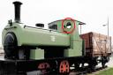 WELCOME RELEASE: The train engine in Newport city centre showing, circled, one of the portholes in which the teenager was trapped