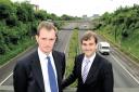 POLICY DRIVE: David Davies MP and Nick Ramsay AM, above the M4 at Magor yesterday