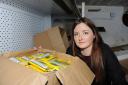 HIDDEN: Laura Lea with part of a haul of illegal tobacco found during raids in Newport this week Pictures: JON BEVAN