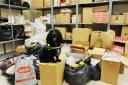 ILLEGAL TRADE: Part of a haul recovered from three Newport shops this week, worth an estimated £500,000 with Phoebe the sniffer dog