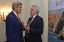 US secretary of state John Kerry meets Welsh first minister Carwyn Jones in Brussels