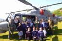 LYNX EFFECT: Pupils of class 5J meet the crew of the Lynx helicopter at Deri View primary school in Abergavenny