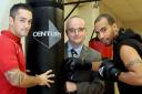 From left; Russell Smith, David Bolton of Venture Wales and club member, boxer Bradley Pryce