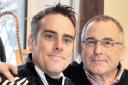 ON ROAD BACK TO HEALTH: Damian Heward, 33, with his dad David, 58