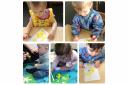 The children from Two Counties Nursery creating the Easter cards