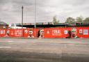 The mural, near the Royal Gwent Hospital, highlights the cup finals that will take place in the city
