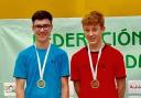 SPANISH SUCCESS: Rogerstone's Harper Leigh, right, with badminton doubles partner Callan Short from Scotland
