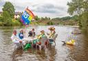 Usk Town Council's entry for the £1,00 prize for the wackiest location for Afternoon tea - in the River Usk. Picture: isobel Brown
