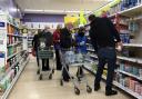 People shopping in a supermarket in Chepstow during the coronavirus pandemic. Picture: Huw Evans Picture Agency