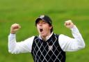 WHAT A MOMENT: Rory McIlroy savours a great day for Europe PICTURE: Mark Lewis