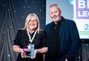 Danielle Bounds, Sales Director of ICC Wales is presented the ABPCO Best Legacy Award by Adrian Evans, Associtate Director - Conference & Exhibition Sales at ACC Liverpool