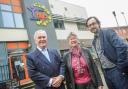 From left, Community Foundation Wales chair Alun Evans, Minister for Social Justice Jane Hutt and Newsquest regional editor for Wales, Gavin Thompson, after the Welsh Government donated £1m to the Our Communities Together Appeal