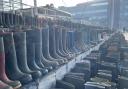 More than 5,000 wellies were planted outside the Senedd to represent jobs that could be lost on farms