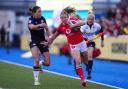 STARTER: Wing Carys Cox lines up for Wales against England