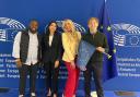 From left to right: Israel Campos, Rhia Danis, Amber Lewis and Rory Chapman, members of the EU/UK Youth Stronger Together delegation at EU Youth Week