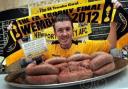 BIG MATCH BANGERS: Butcher Mike Edwards with his County sausages