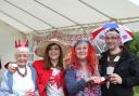 Lunchers at Llanmartin get into the jubilee spirit.