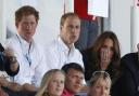 ROYALTY: Prince Harry and the Duke and Duchess of Cambridge at the Wales v Scotland hockey match