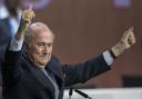 FIFA president Sepp Blatter after his election as President at the Hallenstadion in Zurich, Switzerland, Friday, May 29, 2015. Blatter has been re-elected as FIFA president for a fifth term, chosen to lead world soccer despite separate U.S. and Swiss