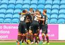 26.09.15 Carlisle v Newport County -Newport County players celebrate after Tyler Blackwood scored the opening goal. (40044936)