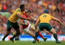 NO WAY THROUGH: Gareth Davies was frustrated by the Australian defence at Twickenham