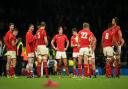 Wales players stand dejected after the Rugby World Cup match at Twickenham Stadium, London. PRESS ASSOCIATION Photo. Picture date: Saturday October 10, 2015. See PA story RUGBYU Wales. Photo credit should read: Mike Egerton/PA Wire. RESTRICTIONS: