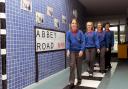 Coed Y Garn Primary School of the week. Using the zebra crossing on Abbey Road as part of their 60s project Digital leaders from the left Elise Jefferies 11, Aliesha Jones 11, Millie Perry-Jones 11 and Ryan Cecil 11.
